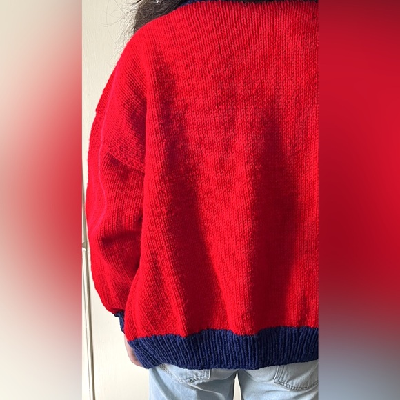 ‼️SOLD‼️ One Of A Kind Knit Handmade Western Cowboy Colour Block‎ Cardigan - Picture 7 of 14